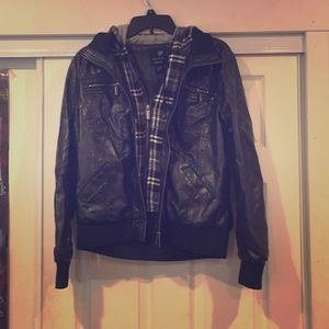 Hooded Faux Leather jacket
